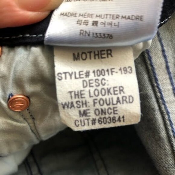 NWT MOTHER THE LOOKER Foulard Me Once Skinny Jeans Blue Tile Print 26 MSRP $228 - Picture 8 of 8